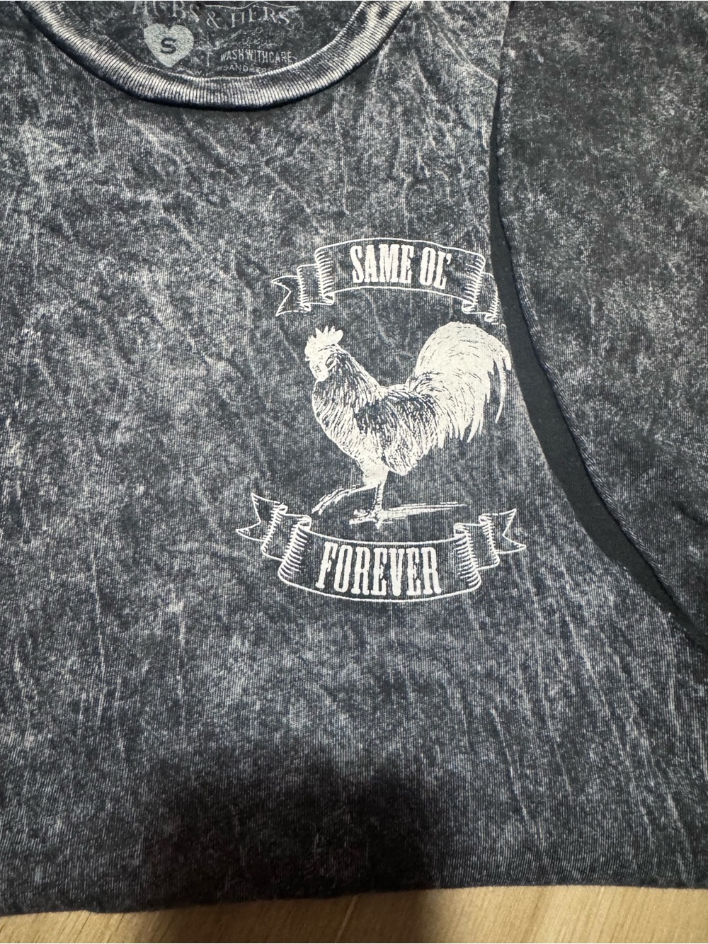 Hubs and Hers brand Used “same ol forever” Rooster women S. Tank top